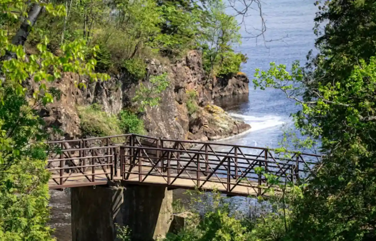 Temperance River wooden bridge in Minnesota