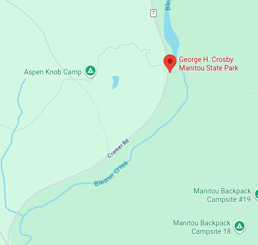 Trailhead map preview for George Crosby Manitou State Park