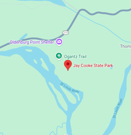 Trailhead map preview for Jay Cooke State Park
