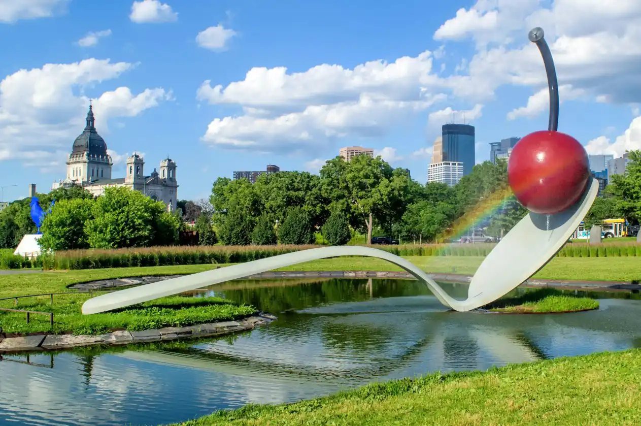 Spoonbridge and Cherry sculpture in Minneapolis Sculpture Garden